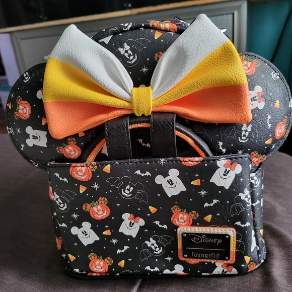 LOUNGEFLY Spooky Minnie Candy Corn Mini Backpack with Ears Headband - Picture 5 of 7